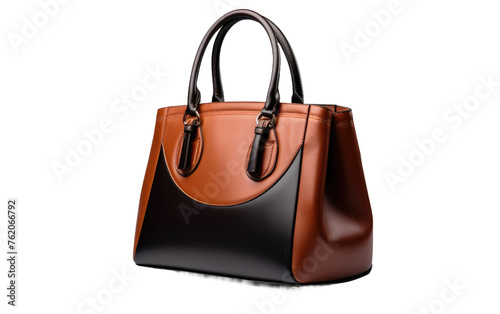 Brown and Black Handbag on White Background. On a White or Clear Surface PNG Transparent Background.