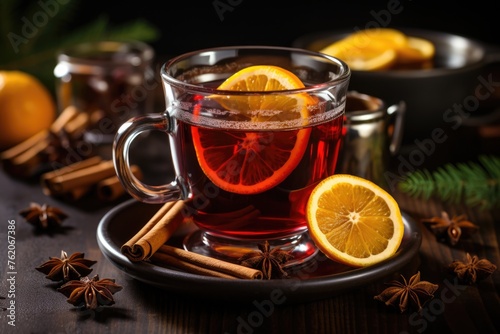 A Potion of Warm Lemon and Ginger Tea with Orange Peel