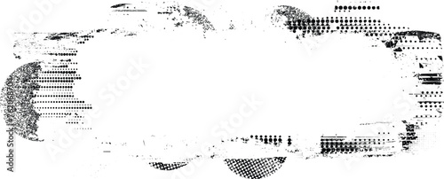 Glitch distorted grange shape . Noise grungy logo . Trendy defect error shapes . Glitched frame .Grunge textured . Distressed effect .Vector shapes