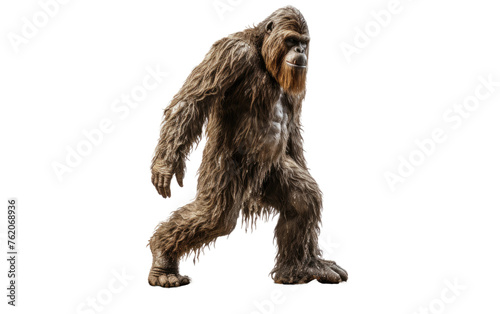 Bigfoot Standing in Front of White Background. On a White or Clear Surface PNG Transparent Background.