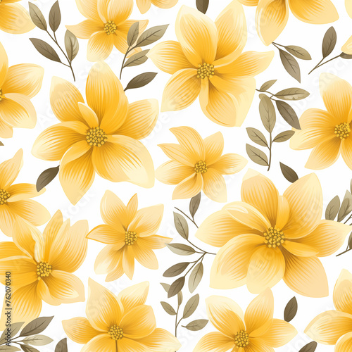 Beautiful Yellow Flower Pattern Design On White Background