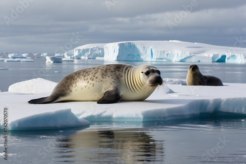 seals on the south polar ice photo
