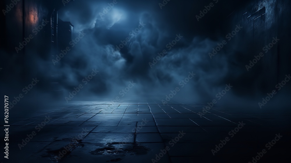 Dark Stage Shows Blue and Purple Background: Abstract

