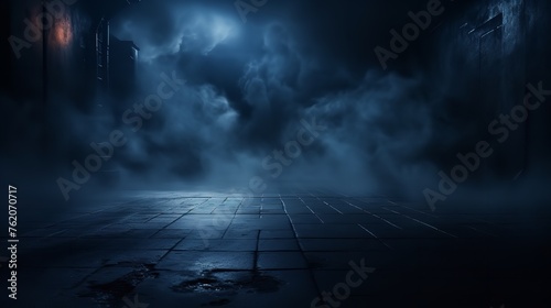 Dark Stage Shows Blue and Purple Background: Abstract

