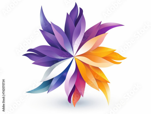 Gleaming Sun Emblem in Violet, Peach, and Silver