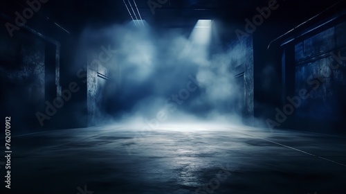 Dark Stage Shows Blue and Purple Background: Abstract