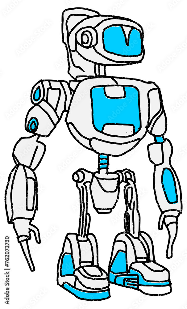 black and white hand draw robot ilustration black and white hand draw robot ilustration