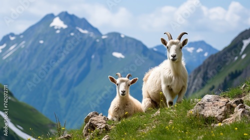 Mountain goats climb the mountains © nomesart