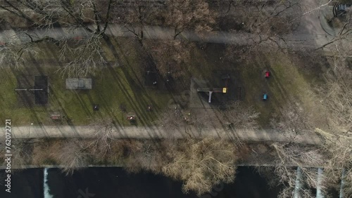 Beautiful Playground Park River Bielsko Biala Aerial View Poland photo