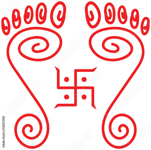 Laxmi feet, illustration of goddess Laxmi feet , for diwali decoration, prosperity , wealth  photo