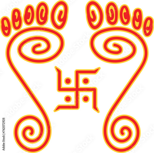 Laxmi feet, illustration of goddess Laxmi feet , for diwali decoration, prosperity , wealth 