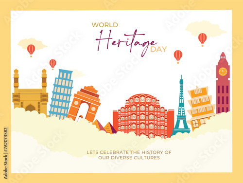 Vector illustration World Heritage Day Editable Post Banner Template