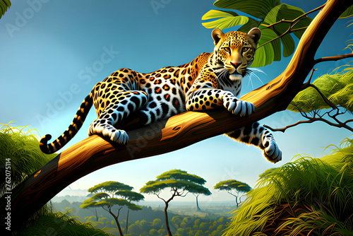 leopard on the tree. Generative AI