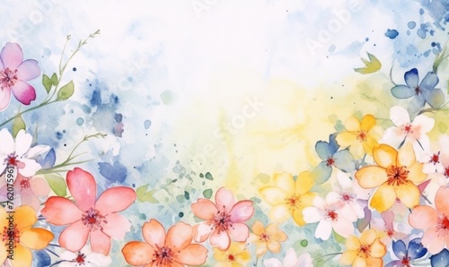 Watercolor painting of colorful flowers, symbolizing the essence of spring 