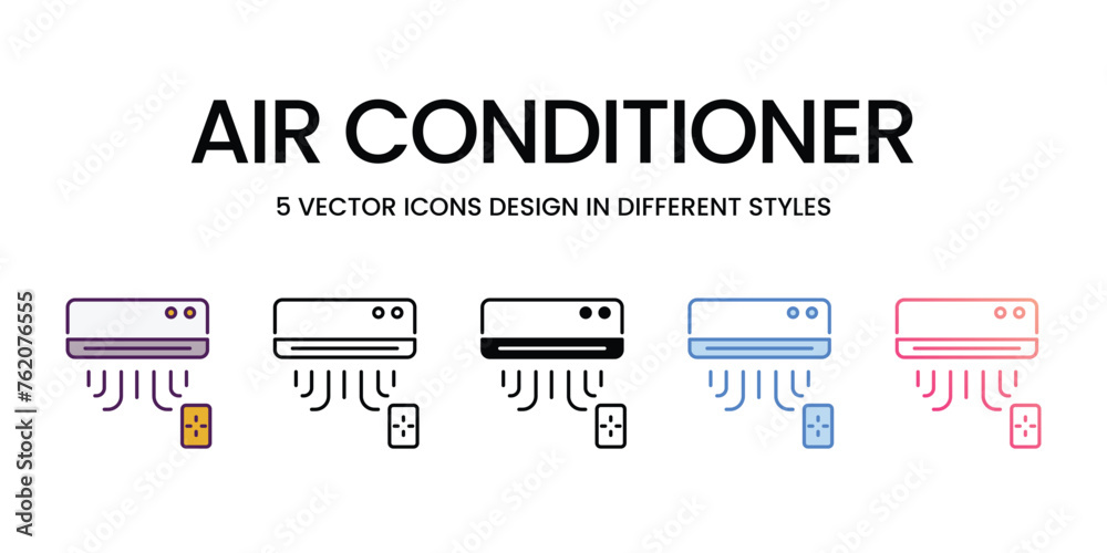 Air Conditioner icons set in different style vector stock Air Conditioner icons set in different style vector stock