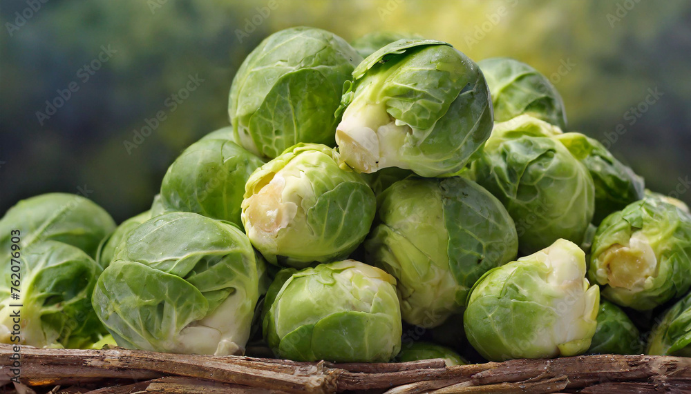 Close up Photo of Fresh Organic Brussels sprouts Vegetable in the Farm Close up Photo of Fresh Organic Brussels sprouts Vegetable in the Farm