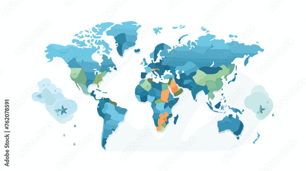 A World Map and Globe Detail Illustration flat vector