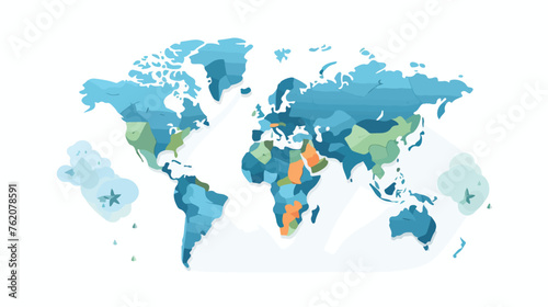 A World Map and Globe Detail Illustration flat vector