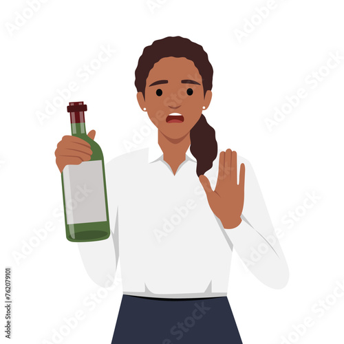Healthy lifestyle and avoiding alcohol concept. Flat vector illustration isolated on white background