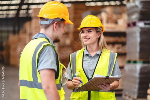Man and woman workers with ...