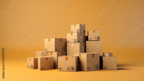 Background of cardboard boxes with text space, logistics and delivery concept © Nittaya