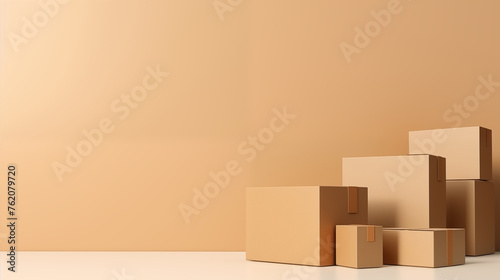 Background of cardboard boxes with text space, logistics and delivery concept © Nittaya