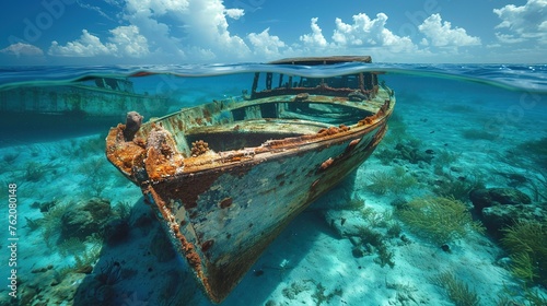 Belize's wrecks on underwater ocean Background