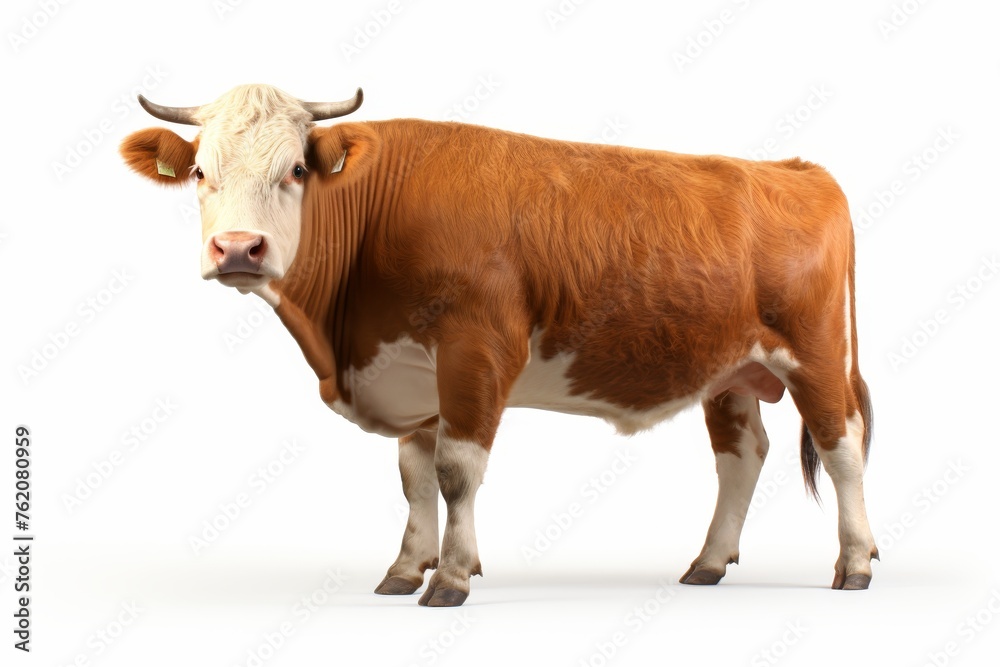 Adorable cow isolated on white background, perfect for farm animal concept or agriculture designs Adorable cow isolated on white background, perfect for farm animal concept or agriculture designs