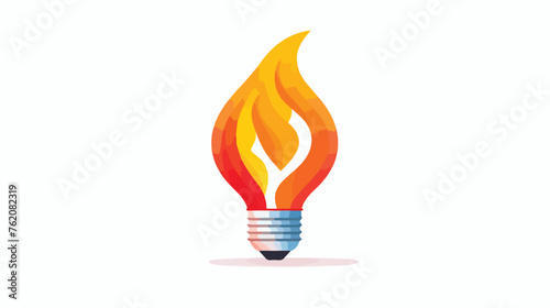 Bulb fire flat logo template ready for use flat vector