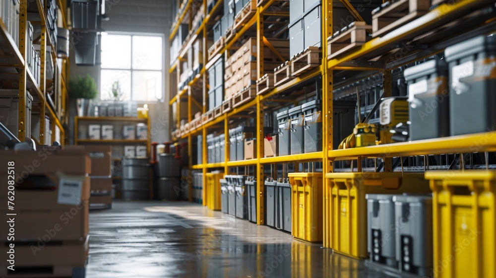 Modern Warehouse Aisle, Great for Business and Supply Chain Concepts Modern Warehouse Aisle, Great for Business and Supply Chain Concepts