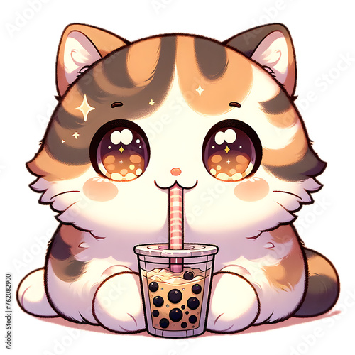 Cat Boba Tea Bubble Tea Anime Kawaii Neko Ai Generated