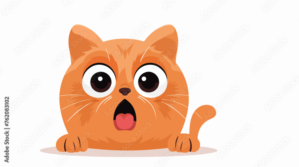 Cartoon frightened cat flat vector isolated on white background