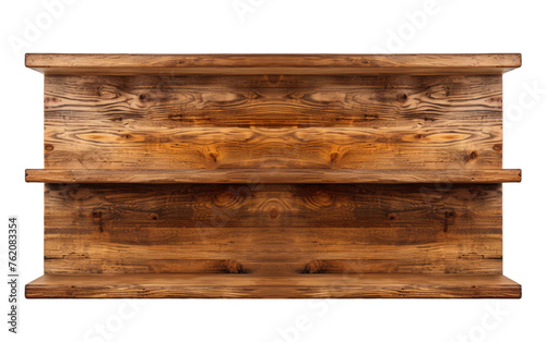 Wooden Shelf With Two Shelves. On a White or Clear Surface PNG Transparent Background.