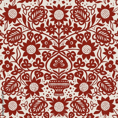 National Ukrainian Folk Ornament seamless pattern, black color