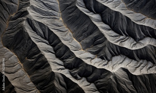 Mountainous terrain patterns seen from aerial perspective 