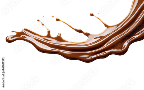 Chocolate Flowing Down the Side of a White Wall. On a White or Clear Surface PNG Transparent Background.