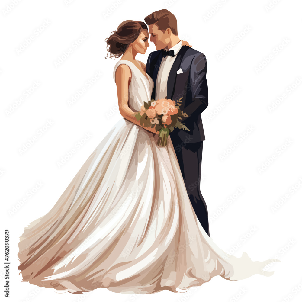 Bride and Groom Clipart isolated on white background