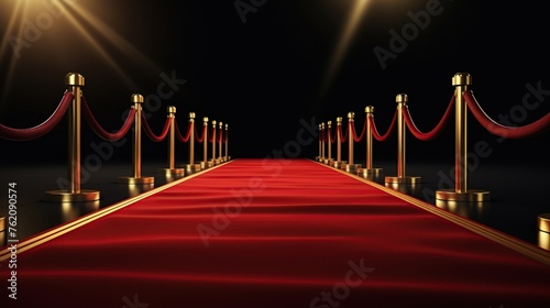 elegant red carpet and gold barrier