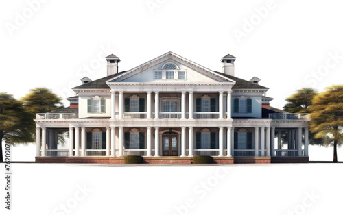 The White House With Columns and Windows. On a White or Clear Surface PNG Transparent Background.