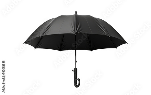 Open Black Umbrella on White Background. On a White or Clear Surface PNG Transparent Background.