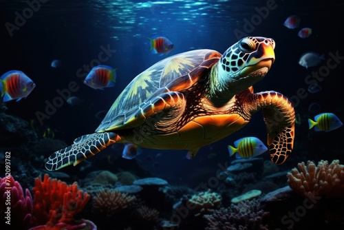 beautiful turtle under water © Tomi adi kartika