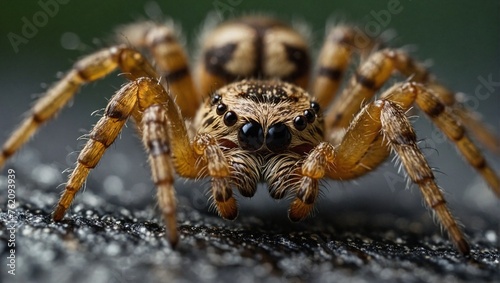 Detailed cinematic close macro shot of spider