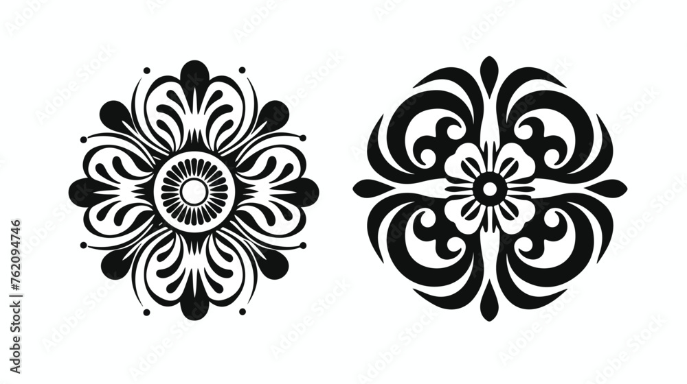 Floral round decorative symbol. Vintage decorative