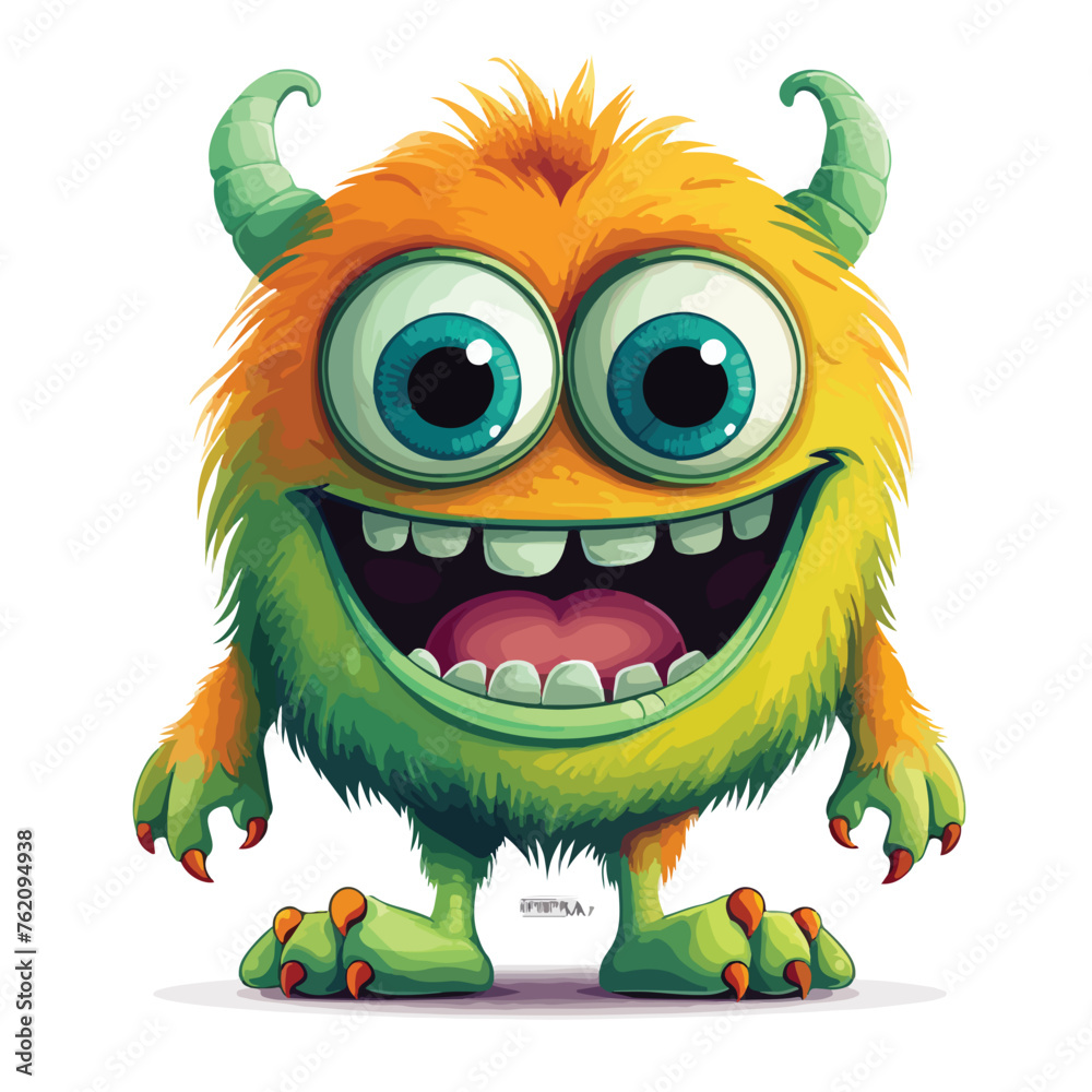 Creepy cute monster clipart isolated on white background