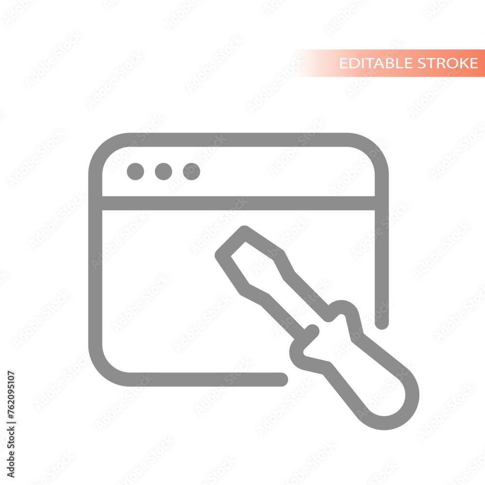 Web developing line vector icon. Developer and fixing coding outline. Web developing line vector icon. Developer and fixing coding outline.
