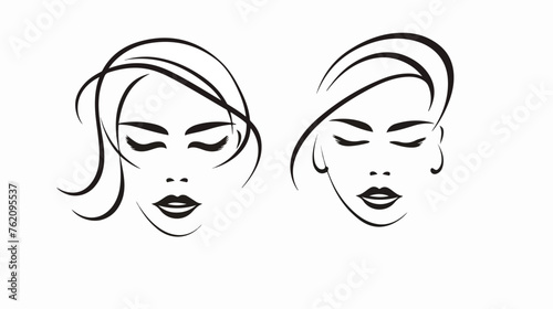 Girl face continuous one line art vector illustration