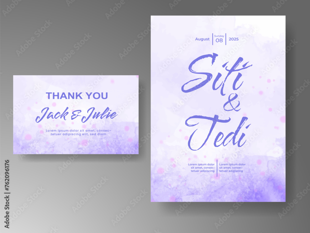 Wedding invitation with abstract watercolor background