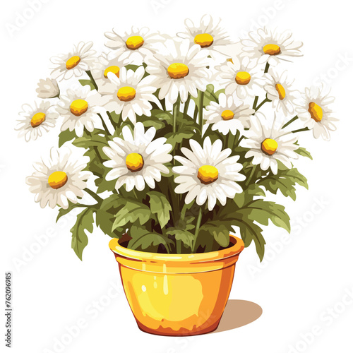 Daisy in a pot Clipart  isolated on white background
