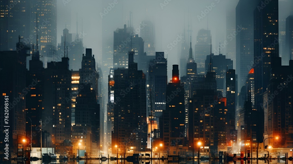 Urbanes Flair bei Nacht Die leuchtende Skyline
