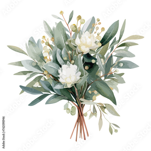 Eucalyptus bouquet clipart isolated on white background